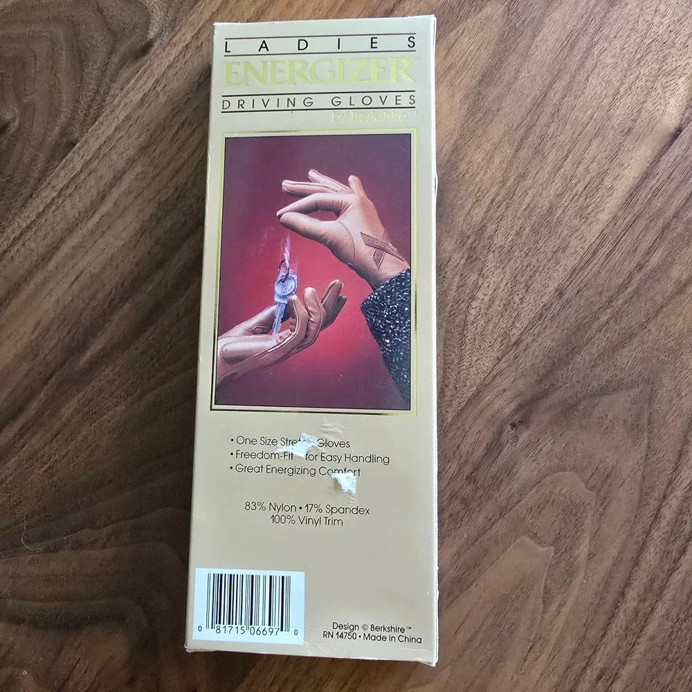 Berkshire Energizer Driving Gloves Ladies One Size Grey Stretch Vinyl Trim NIB